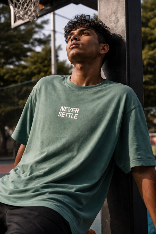 NEVER SETTLE Unisex Terry Oversized Tee